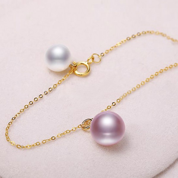Lắc tay vàng 18k ngọc trai thật 6.5-8.5mm Sisa