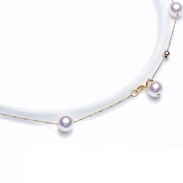 Lắc tay vàng 18k ngọc trai thật 6-7mm Foru