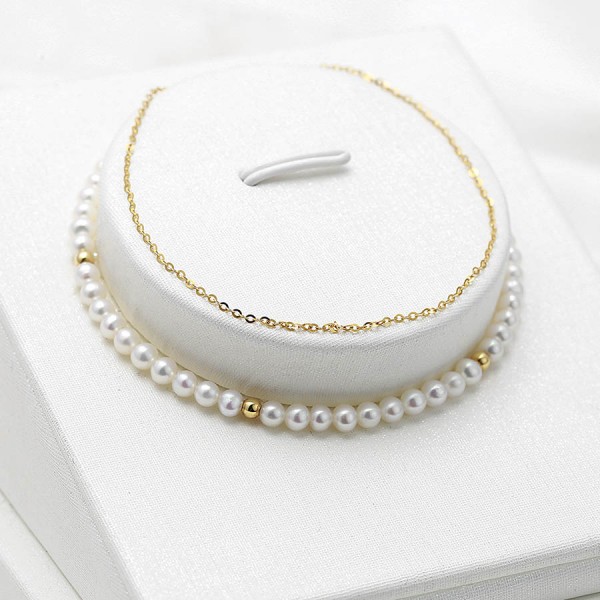 Lắc tay vàng 18k ngọc trai thật Tore 3-4mm 