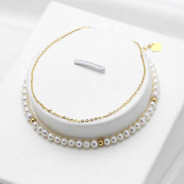 Lắc tay vàng 18k ngọc trai thật Tore 3-4mm 