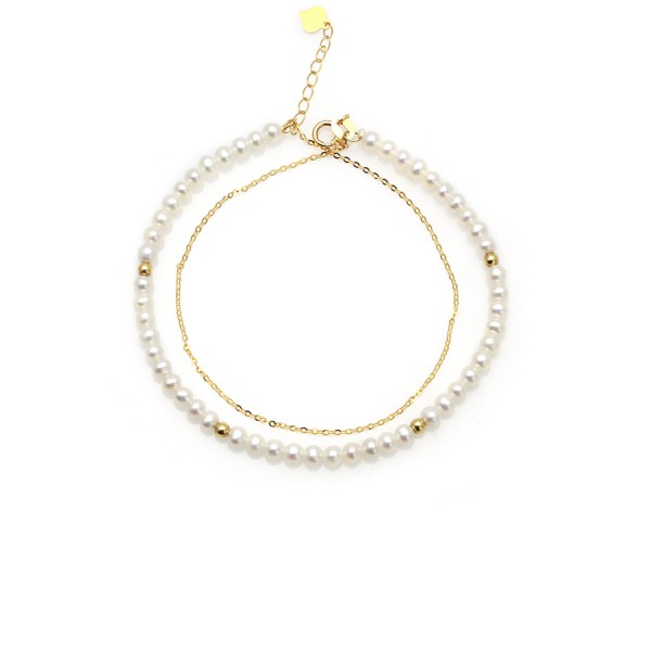 Lắc tay vàng 18k ngọc trai thật Tore 3-4mm 