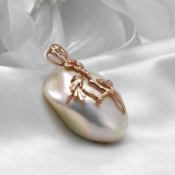 Mặt dây chuyền vàng 18k ngọc trai thật Casa