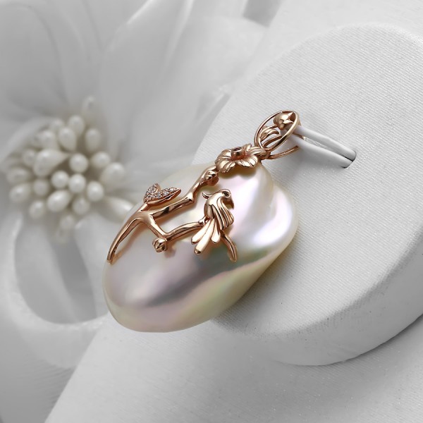 Mặt dây chuyền vàng 18k ngọc trai thật Casa