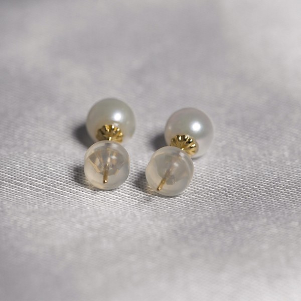 Bông tai ngọc trai nước ngọt gắn vàng 18k
