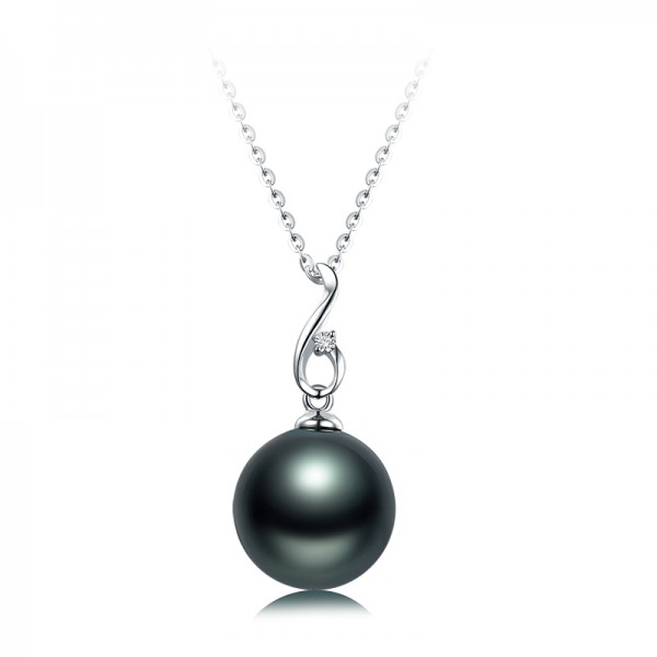 Dây chuyền vàng trắng 18k ngọc trai Tahiti đính kim cương size 11-14mm