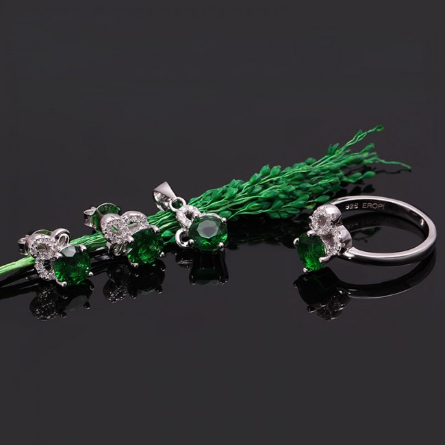 Bộ trang sức bạc Emerald Luxury 2