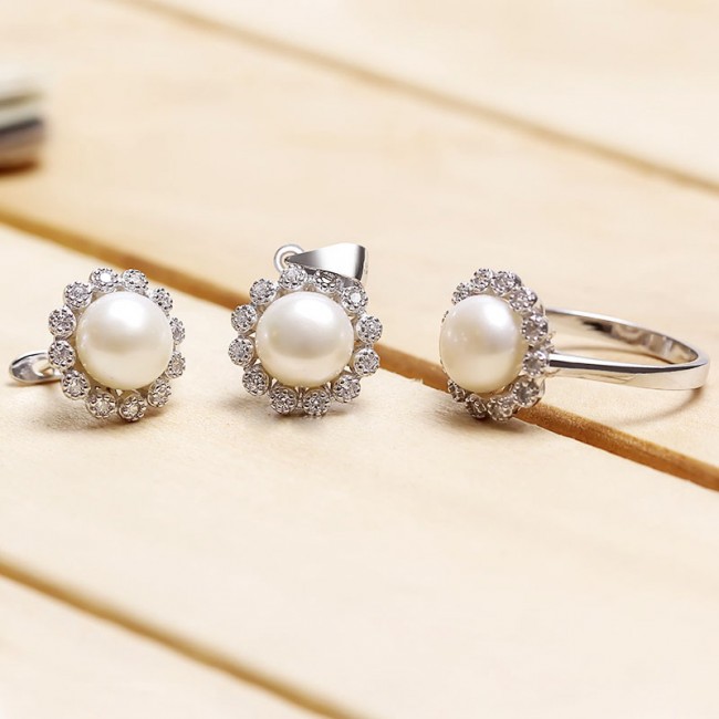 Bộ trang sức bạc Tifany Pearl 2
