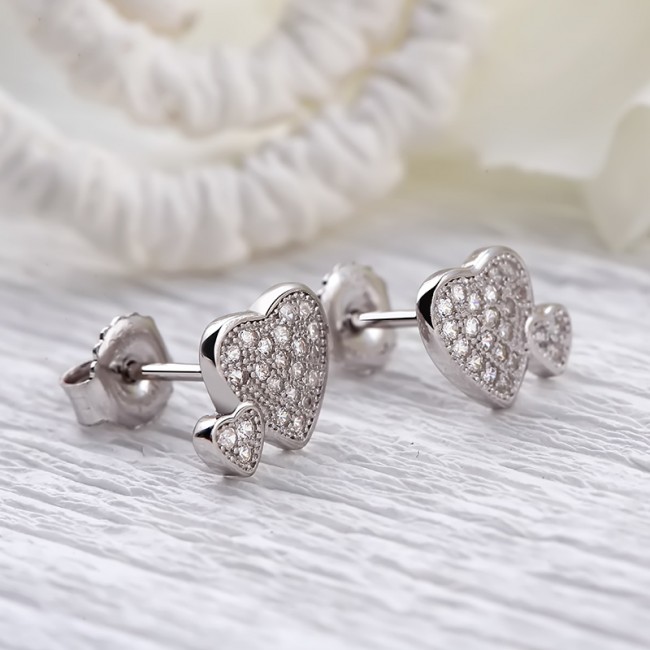 Bông tai bạc Hanwan Heart 3
