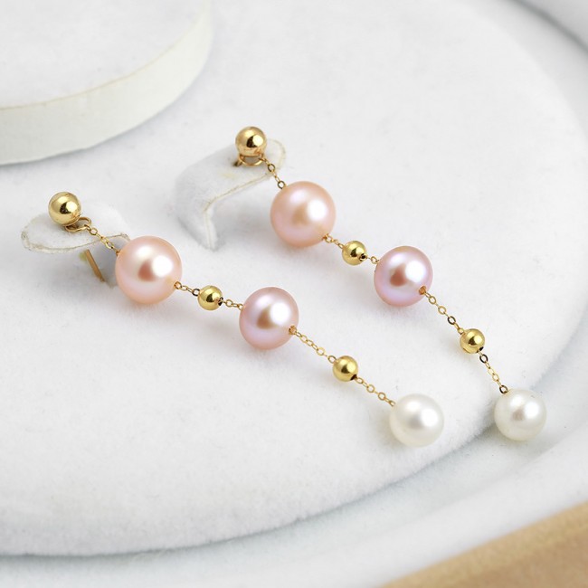 Bông tai vàng 18k ngọc trai thật Gira 5.5-8.5mm