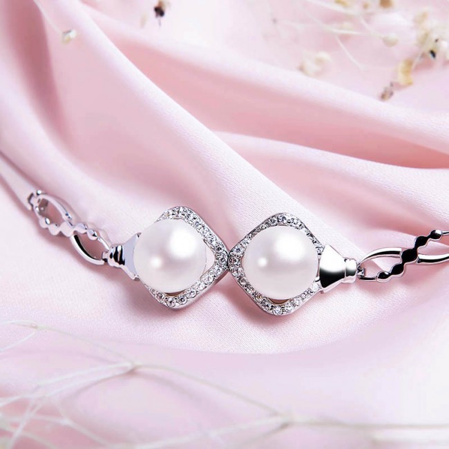 Lắc tay bạc Double Pearls 3