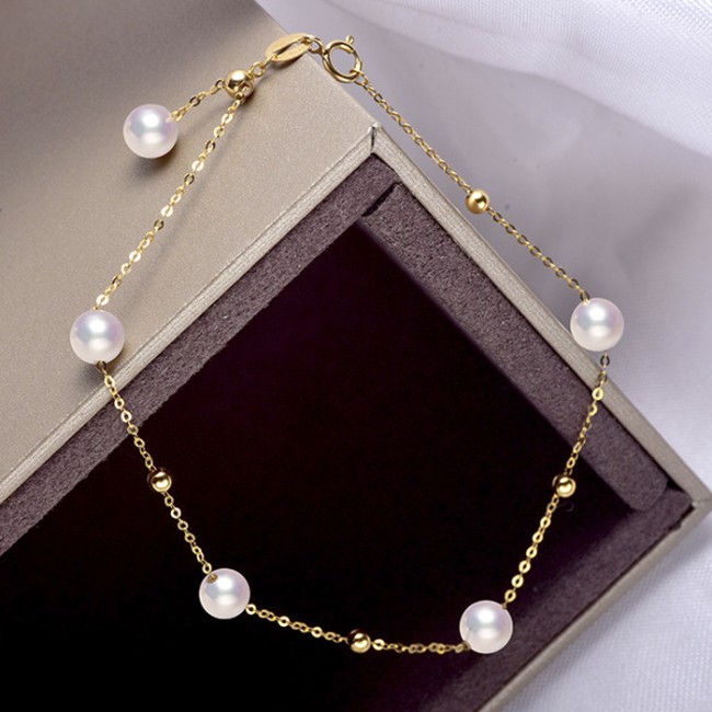 Lắc tay vàng 18k ngọc trai biển Akoya Veno
