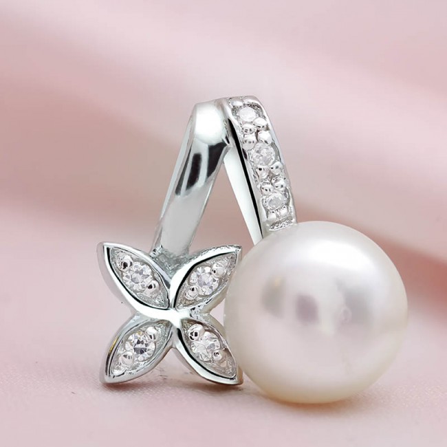 Mặt dây chuyền bạc Flower and Pearl 3