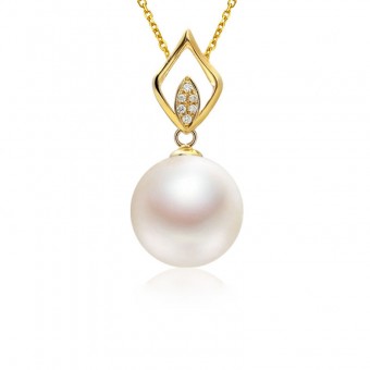 Mặt dây chuyền vàng 18k ngọc trai thật đính kim cương Koji 11.5-12mm 