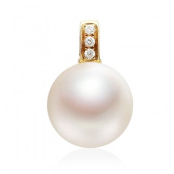 Mặt dây chuyền vàng 18k ngọc trai thật 9-10mm đính kim cương Toko