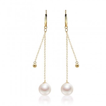 Bông tai vàng 18k ngọc trai thật Hye 8-9mm