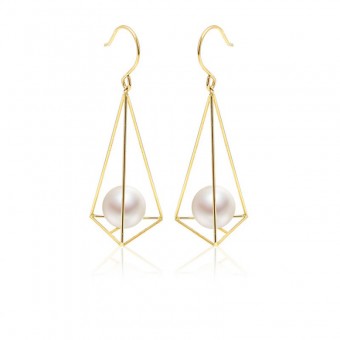 Bông tai vàng 18k ngọc trai thật 7-7.5mm Saori