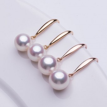 Bông tai vàng 18k ngọc trai Aokoya 7,5-9mm Fel