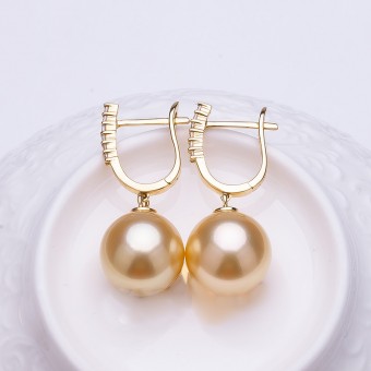 Bông tai vàng 18k ngọc trai South Sea 10-13mm Mally