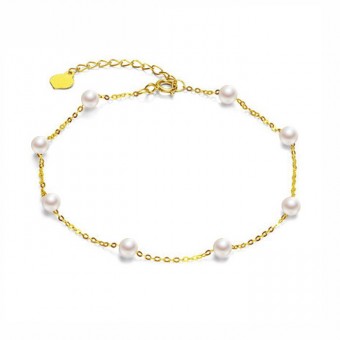 Lắc tay vàng 18k ngọc trai thật 5.5-6mm Siro