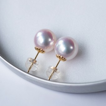 Bông tai vàng 18k ngọc trai Akoya ̉6-6,5mm Rafi