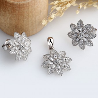 Bộ trang sức bạc Bobam Flower