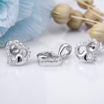 Bộ trang sức bạc Eddsel Heart