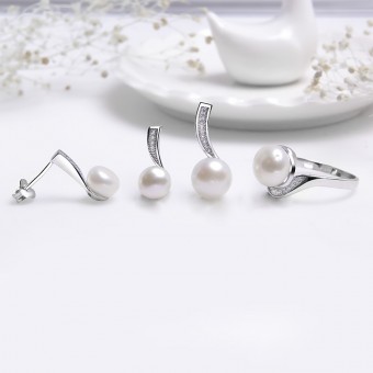 Bộ trang sức bạc Ely Simple Pearl