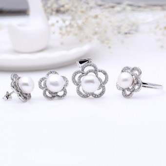 Bộ trang sức bạc Love Flower Pearl