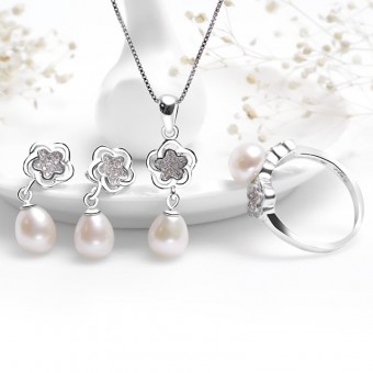 Bộ trang sức bạc Love Flower Pearls