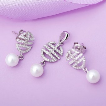 Bộ trang sức bạc ngọc trai Allvin Love