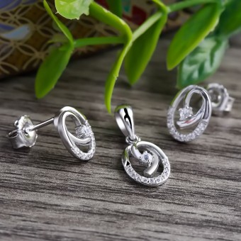 Bộ trang sức bạc Oval Teen 