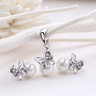 Bộ trang sức bạc Pearl Butterfly