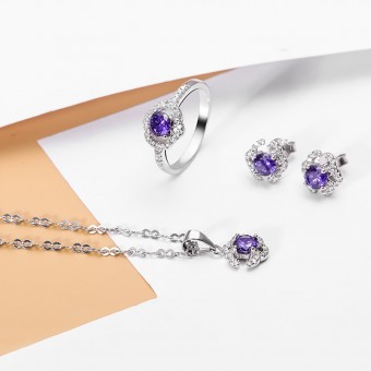 Bộ trang sức bạc Purple Elegant 