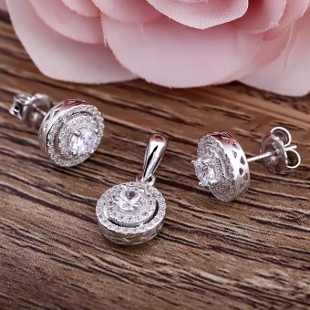Bộ trang sức bạc Satin Circle 