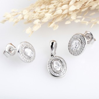Bộ trang sức bạc Tem Oval 
