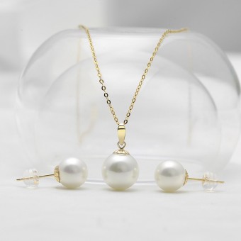 Bộ trang sức vàng 18k ngọc trai 10mm Deco