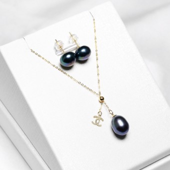 Bộ trang sức vàng 18k ngọc trai thật Kira