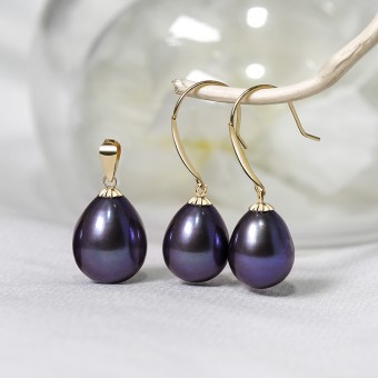 Bộ trang sức vàng 18K ngọc trai thật Shippo 9-10mm