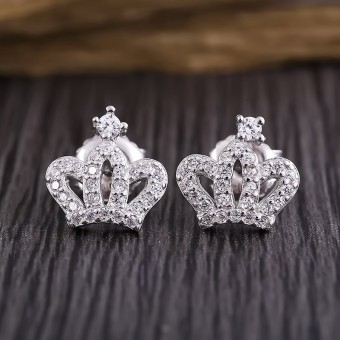 Bông tai bạc Crown