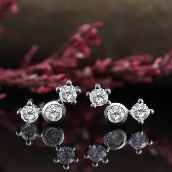 Bông tai bạc Gem Circle