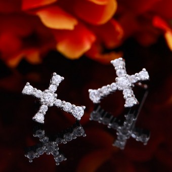 Bông tai bạc Hayi Cross