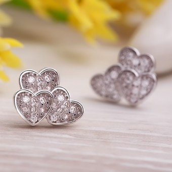 Bông tai bạc Heart Tila