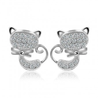 Bông tai bạc Love To Cat