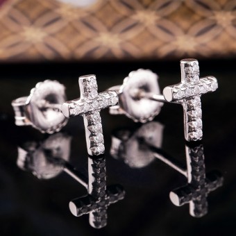 Bông tai bạc Shine Cross