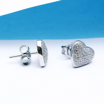 Bông tai bạc Simple Heart