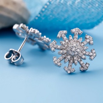 Bông tai bạc Snowflake