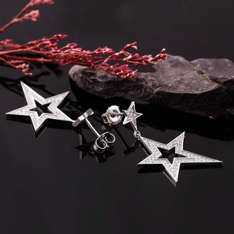Bông tai bạc The Double Stars