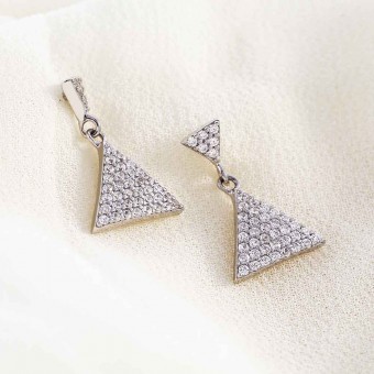 Bông tai bạc Triangles Sparkle