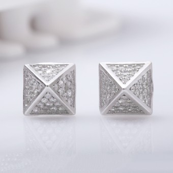 Bông tai bạc V Triangular
