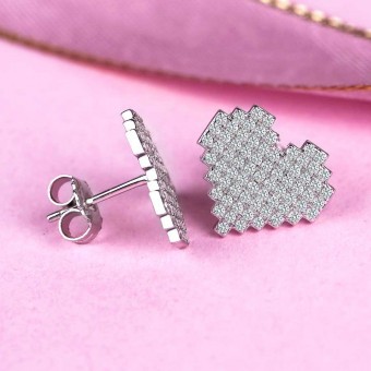 Bông tai bạc Vic Heart